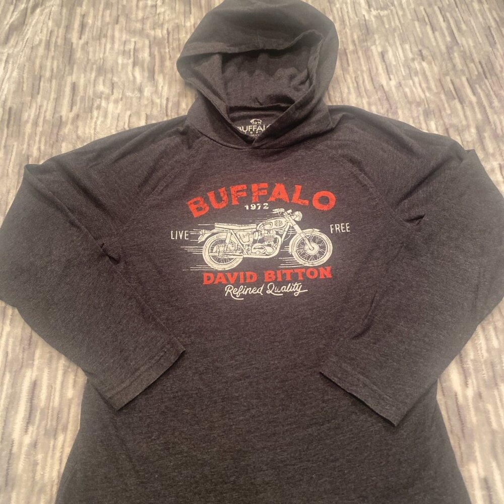 Buffalo David Bitton Gray L/S Hoodie Shirt Boys M